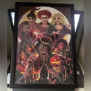Hocus pocus the Sanders Sister completed Diamond art with frame and glue sealer